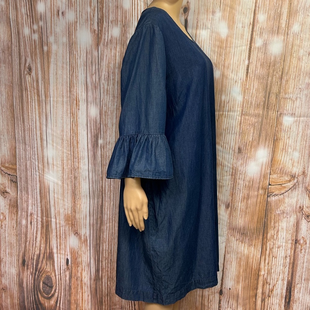 Eloquii Plus Size Ruffled Sleeve Chambray Shift D… - image 6